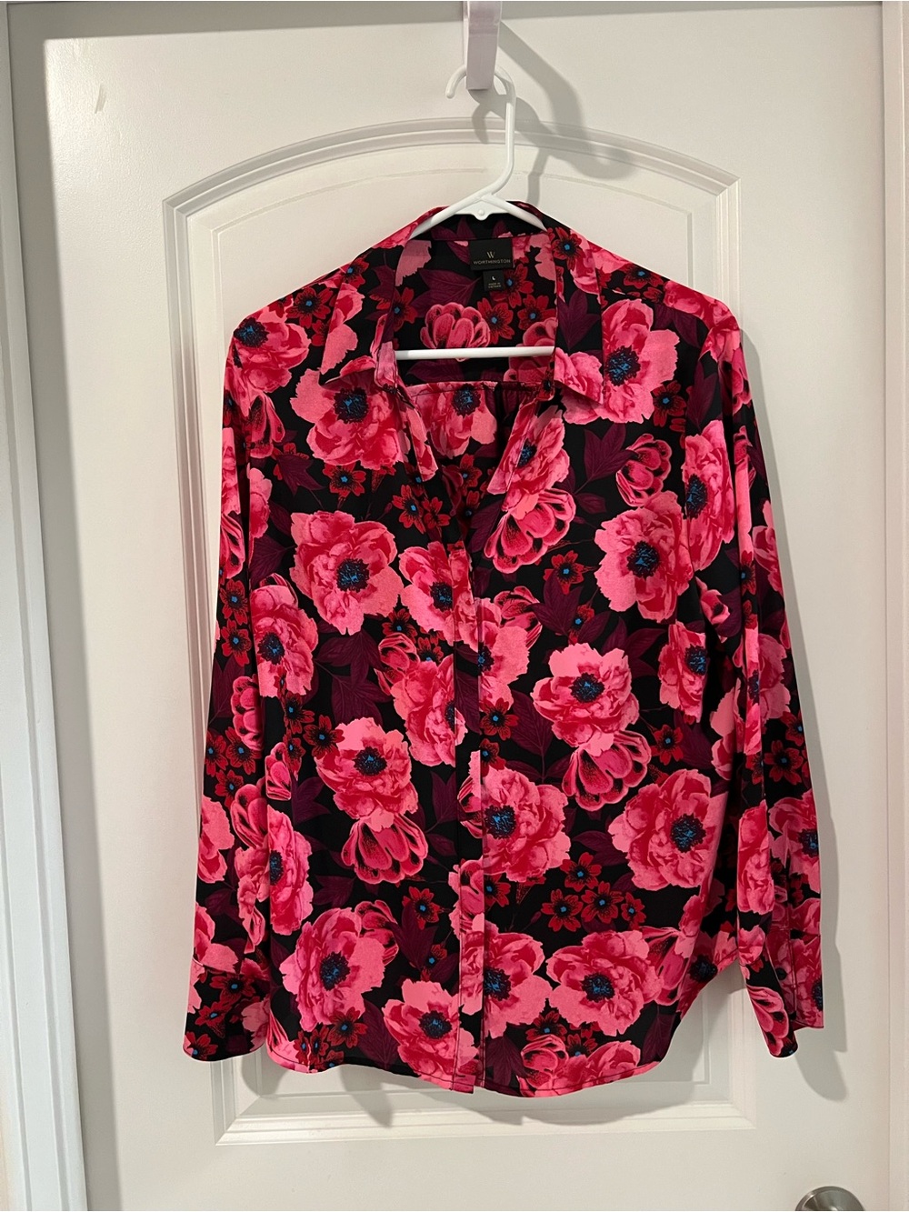 Worthington Pink Floral Button-Down Shirt